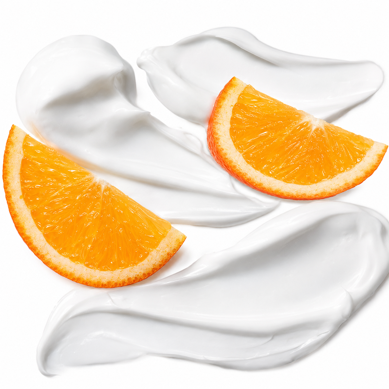 Pevonia Micro-Emulsified Massage Oil Anti-Stress glossy emulsified texture and fresh orange slices.