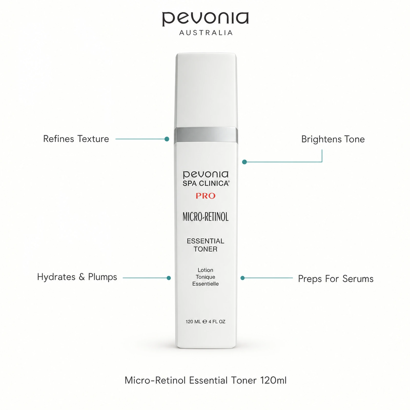 Pevonia Micro-Retinol Essential Toner 120ml with benefits for texture, tone, hydration and serum preparation
