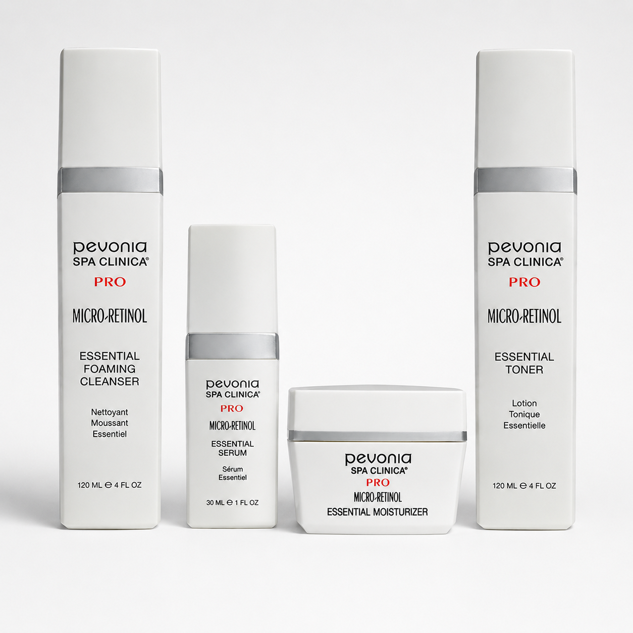 Pevonia Micro-Retinol Essential Toner with Cleanser, Serum and Moisturizer