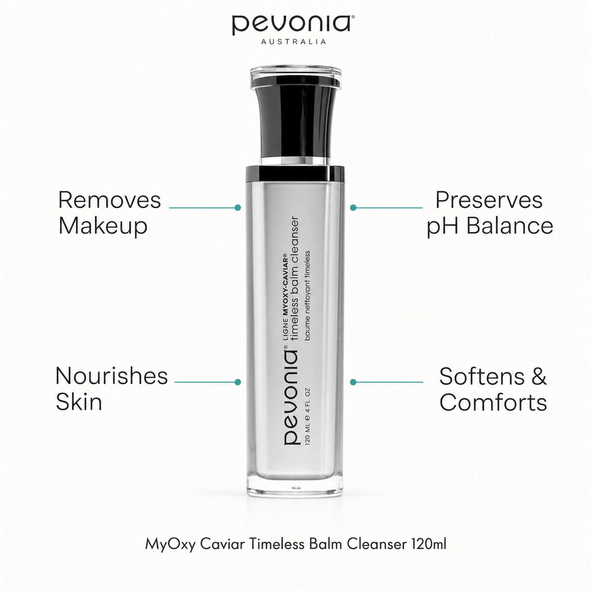 Pevonia MyOxy Caviar Timeless Balm Cleanser 120ml with benefits for makeup removal, pH balance, nourishment and softness