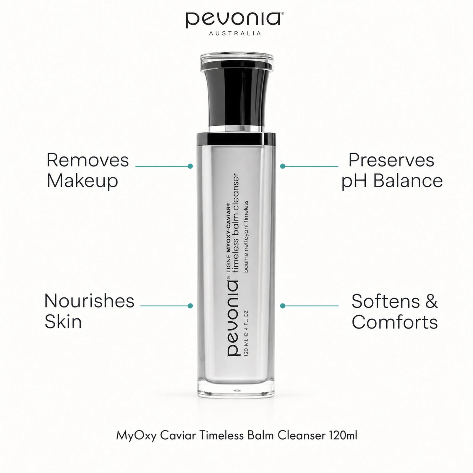 Pevonia MyOxy Caviar Timeless Balm Cleanser 120ml with benefits for makeup removal, pH balance, nourishment and softness