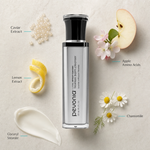 Pevonia MyOxy Caviar Timeless Balm Cleanser 120ml ingredient flatlay with Caviar Extract, Apple Amino Acids, Lemon Extract, Chamomile and Glyceryl Stearate