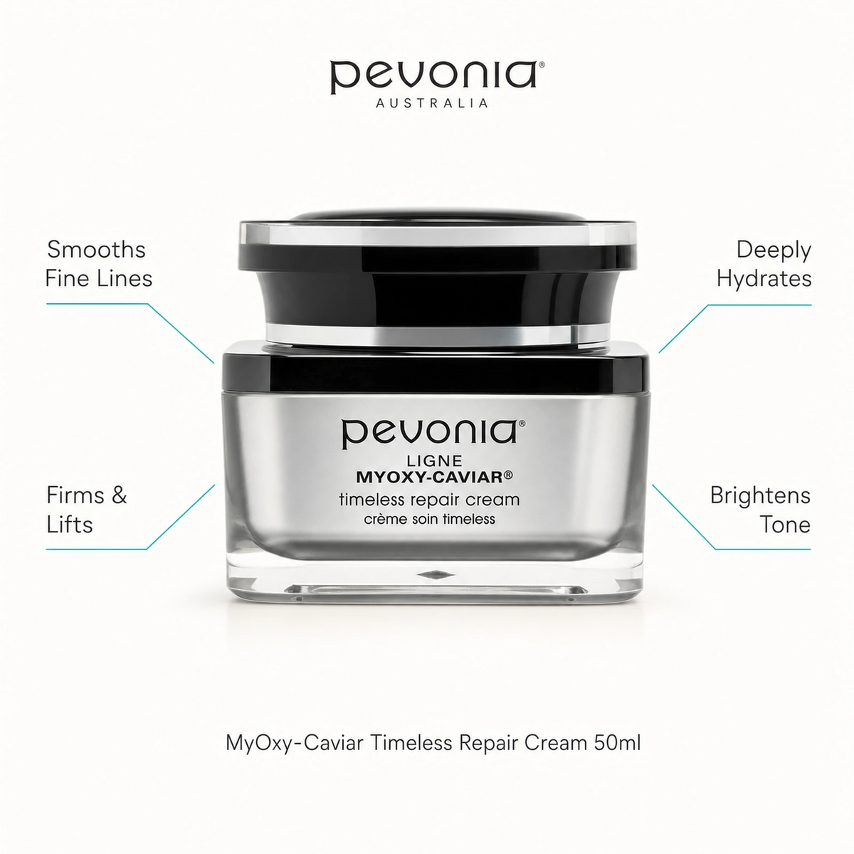 Pevonia MyOxy-Caviar Timeless Repair Cream 50ml with benefits for smoothing fine lines, firming, hydration and brighter tone