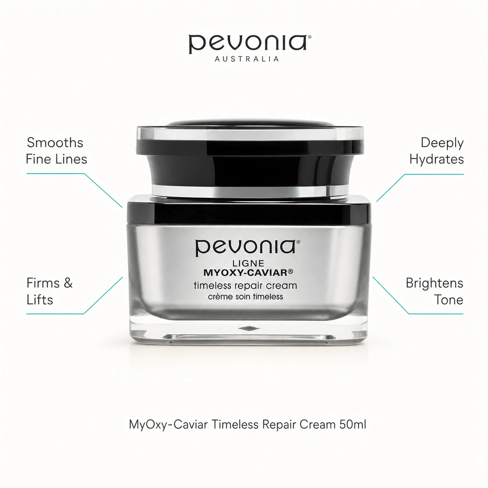 Pevonia MyOxy-Caviar Timeless Repair Cream 50ml with benefits for smoothing fine lines, firming, hydration and brighter tone