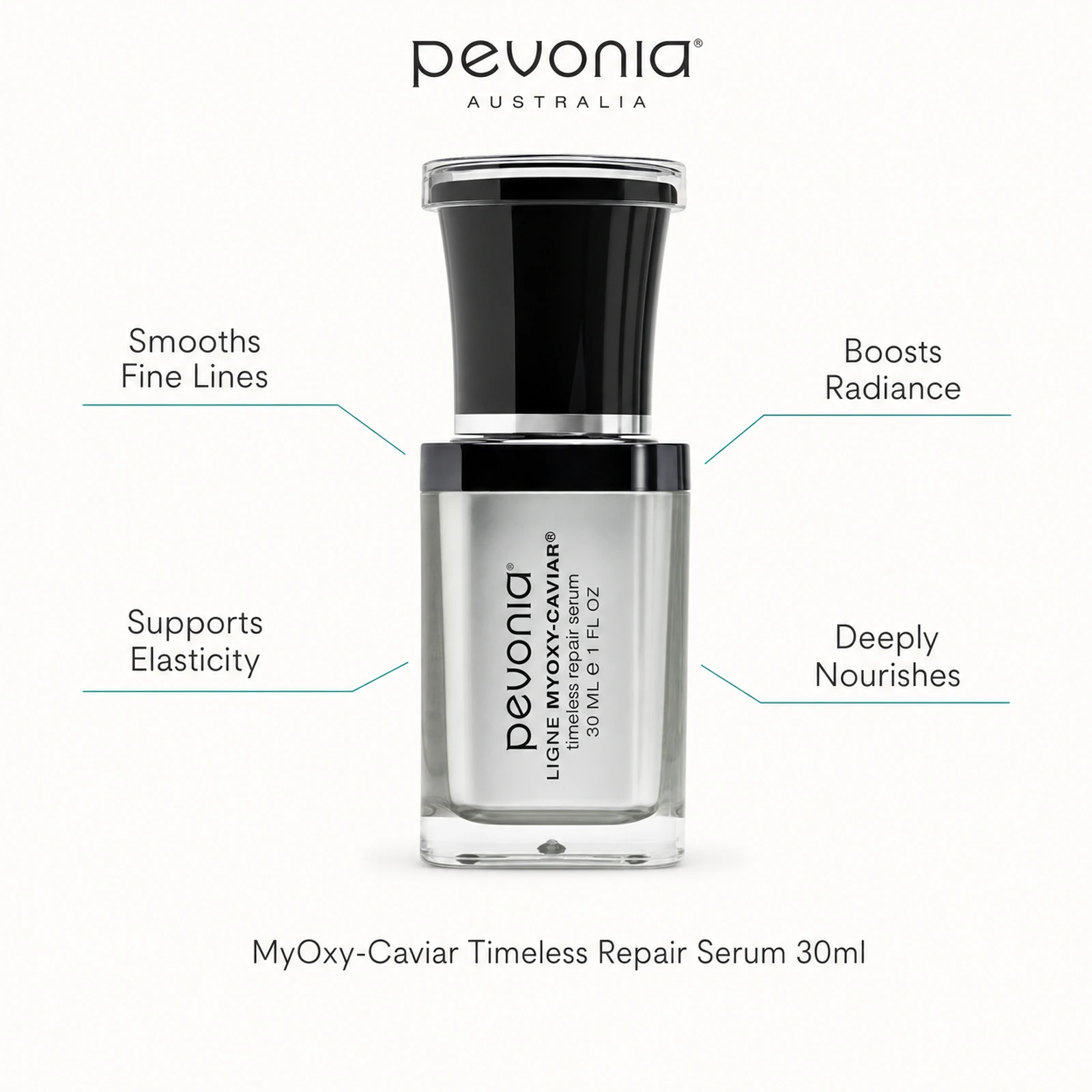 Pevonia MyOxy-Caviar Timeless Repair Serum 30ml with benefits for smoothing fine lines, elasticity, radiance and deep nourishment