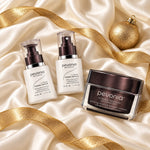 PEVONIA Power Repair Elastin Gift Box arranged in a festive flatlay. File: pevonia-power-repair-elastin-gift-box-christmas-flatlay-2026.jpg