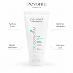 Pevonia ProCorrective Clear-Control Mask 50ml benefit callout image highlighting pore purification, breakout control, gentle exfoliation, and skin hydration.