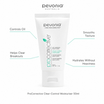 Pevonia ProCorrective Clear-Control Moisturiser 50ml with benefits for oil control, clear breakouts, smoother texture and lightweight hydration
