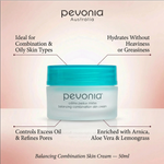 Pevonia Balancing Combination Skin Cream 50ml on a luxury bathroom vanity for combination and mildly oily skin