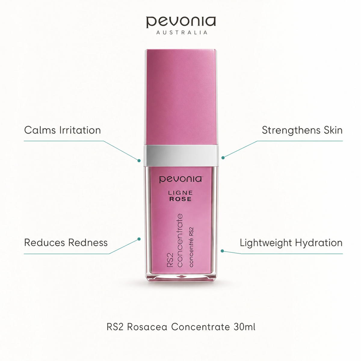 Pevonia RS2 Rosacea Concentrate 30ml with benefits for irritation, redness, skin strengthening and lightweight hydration