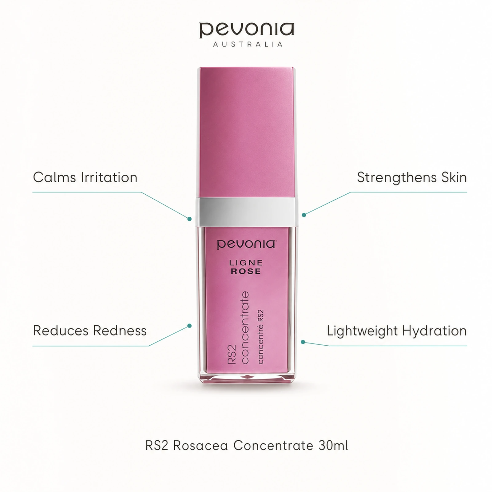 Pevonia RS2 Rosacea Concentrate 30ml with benefits for irritation, redness, skin strengthening and lightweight hydration