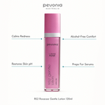 Pevonia RS2 Rosacea Gentle Lotion 120ml with benefits for redness, alcohol-free comfort, skin pH and serum preparation