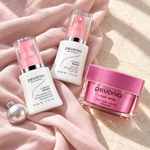 PEVONIA RS2 Ultra Sensitive Skin Gift Box in a styled product arrangement. File: pevonia-rs2-ultra-sensitive-skin-gift-box-products-creative-2026.png