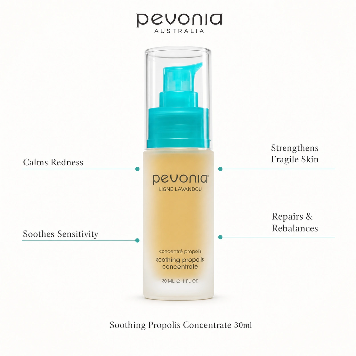 Pevonia Soothing Propolis Concentrate 30ml with benefits for redness, sensitivity, fragile skin and repair support