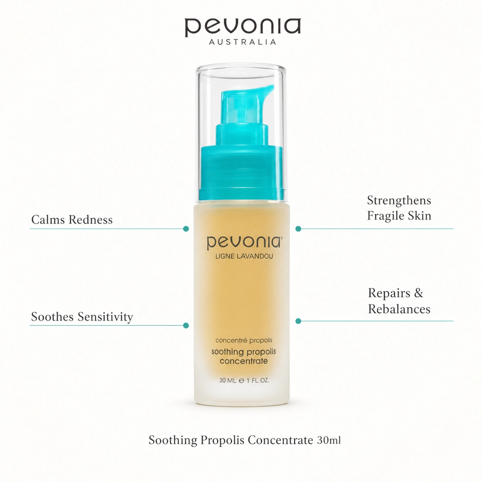 Pevonia Soothing Propolis Concentrate 30ml with benefits for redness, sensitivity, fragile skin and repair support