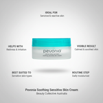 Pevonia Soothing Sensitive Skin Cream 50g daily moisturiser for sensitive and reactive skin to calm redness, soothe irritation and support the skin barrier