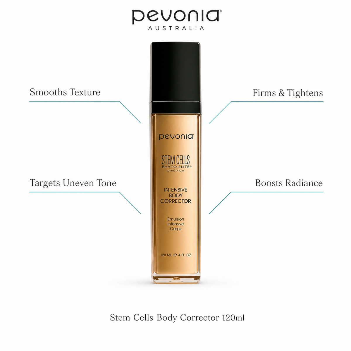 Pevonia Stem Cells Body Corrector 120ml with benefits for smoother texture, firming, uneven tone and radiant body skin