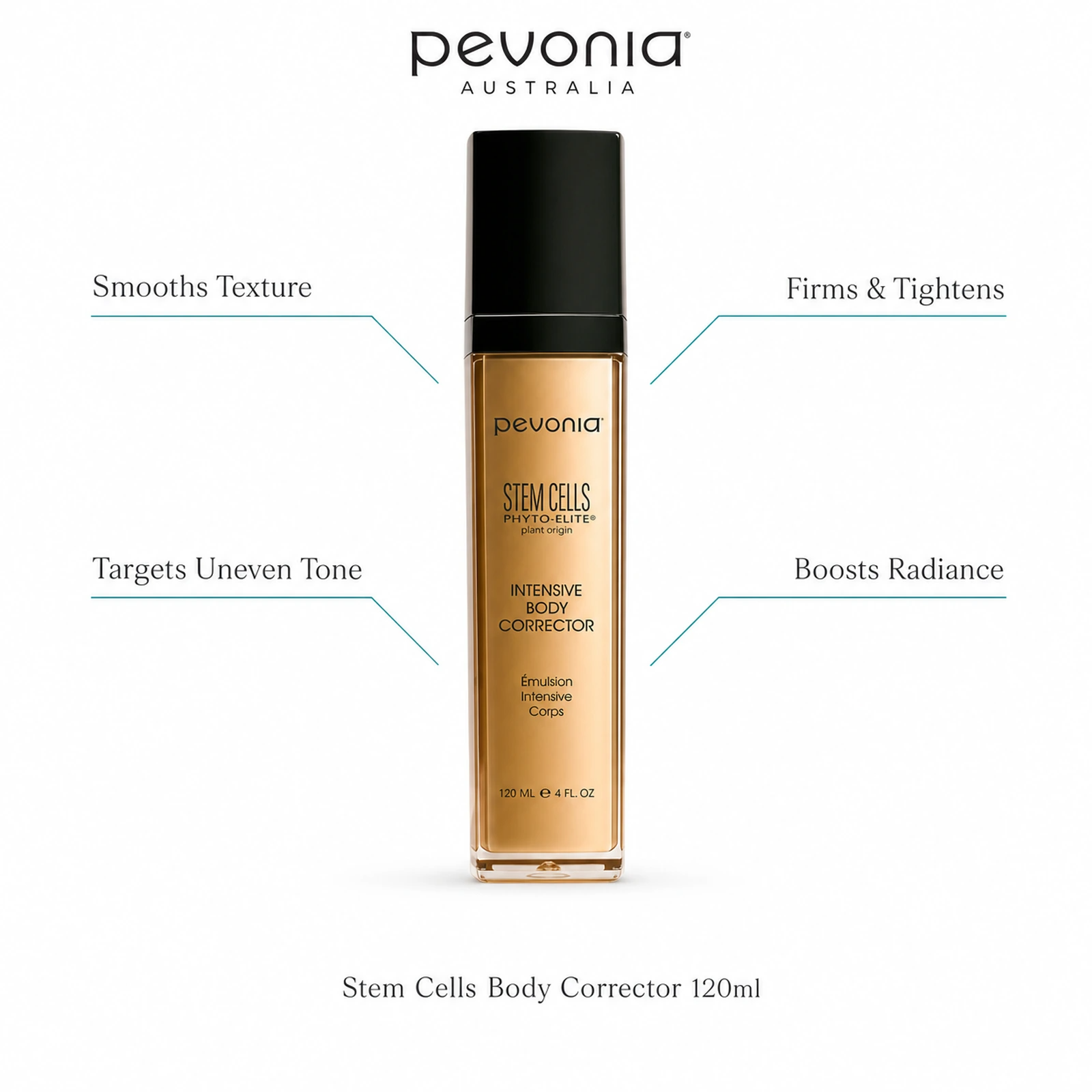 Pevonia Stem Cells Body Corrector 120ml with benefits for smoother texture, firming, uneven tone and radiant body skin