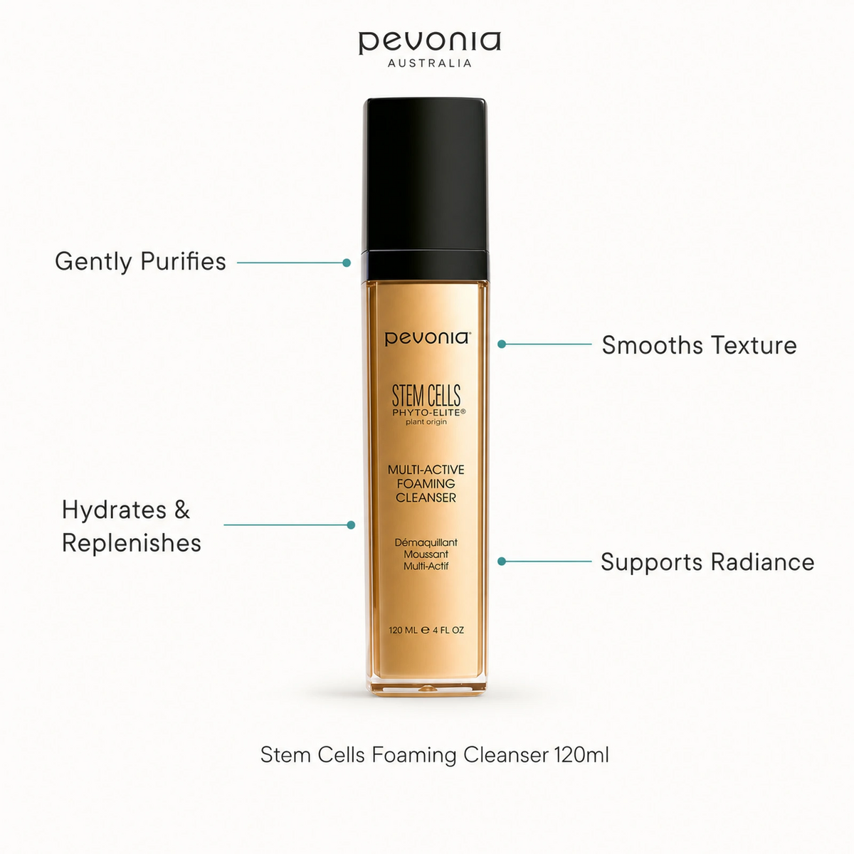 Pevonia Stem Cells Foaming Cleanser 120ml with benefits for gentle cleansing, smooth texture, hydration and radiance