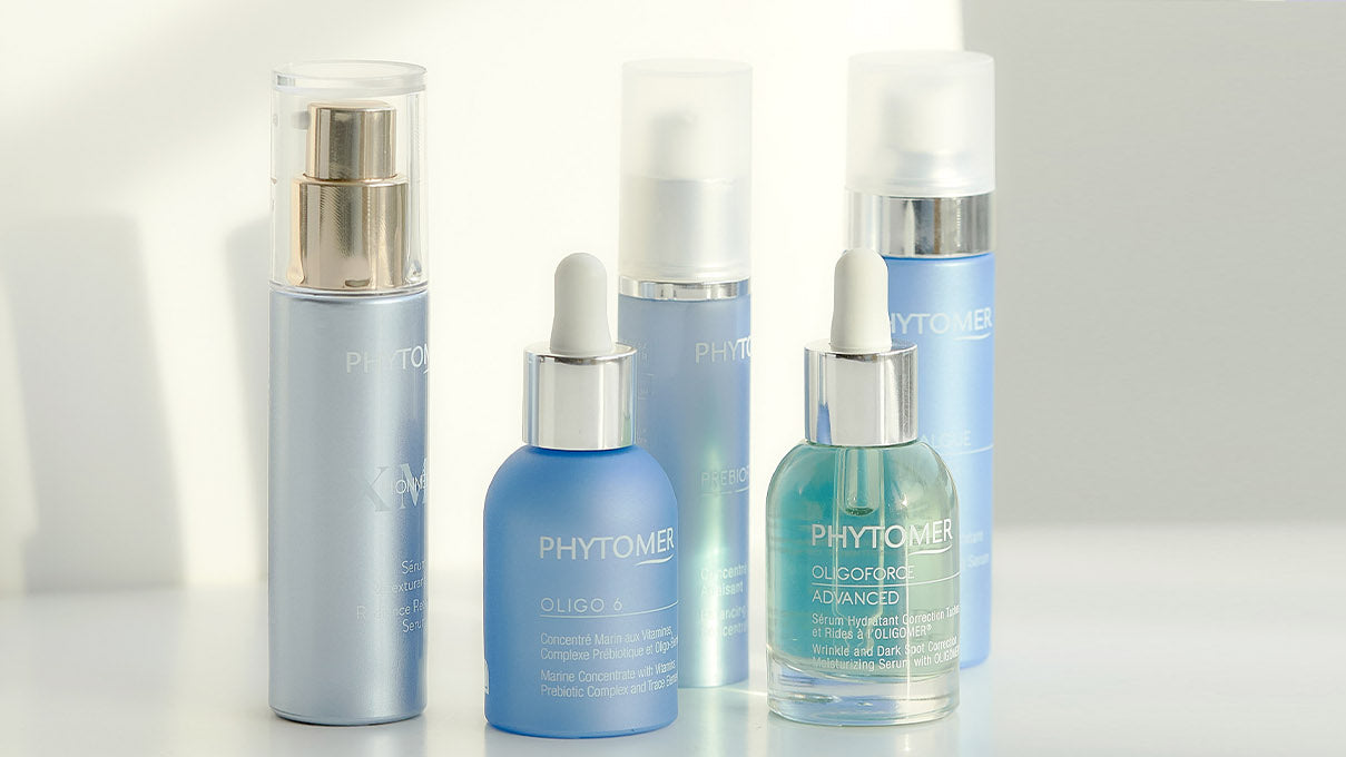 Phytomer products on a light grey background