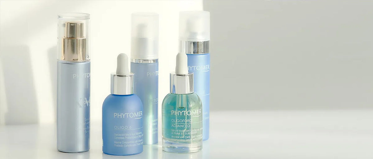 Phytomer products on a light grey background