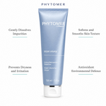 Phytomer Doux Visage Velvet Cleansing Cream 150ml with four benefit callouts: Gently Dissolves Impurities, Prevents Dryness and Irritation, Softens and Smooths Skin Texture, Antioxidant Environmental Defence