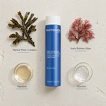 Phytomer Gentle Detangling Conditioner with Marine Plants 250ml flatlay on limestone surface with Marine Plant Complex, Jania Rubens Algae, Squalane, and Glycerin