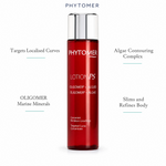 Phytomer Lotion P5 Targeted Curve Concentrate 150ml with four benefit callouts: Targets Localised Curves, OLIGOMER Marine Minerals, Algae Contouring Complex, Slims and Refines Body