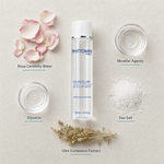 Phytomer Micellar Water Eye Makeup Removal Solution 150ml flatlay on limestone surface with Rosa Centifolia Water, Micellar Agents, Glycerin, Sea Salt, and Ulex Europaeus Extract