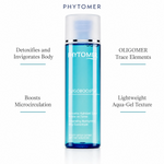 Phytomer Oligobooster Invigorating Moisturizing Body Concentrate 125ml flatlay on limestone surface with benefirt call outs