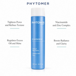 Phytomer Oligomarine Flawless Skin Tonic 250ml with four benefit callouts: Tightens Pores and Refines Texture, Regulates Excess Oil and Shine, Niacinamide and Zinc Complex, Boosts Radiance and Clarity