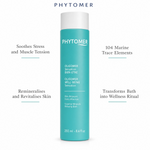 Phytomer Oligomer Well-Being Sensation Essential Minerals Relaxing Bath 250ml with four benefit callouts: Soothes Stress and Muscle Tension, Remineralises and Revitalises Skin, 104 Marine Trace Elements, Transforms Bath into Wellness Ritual