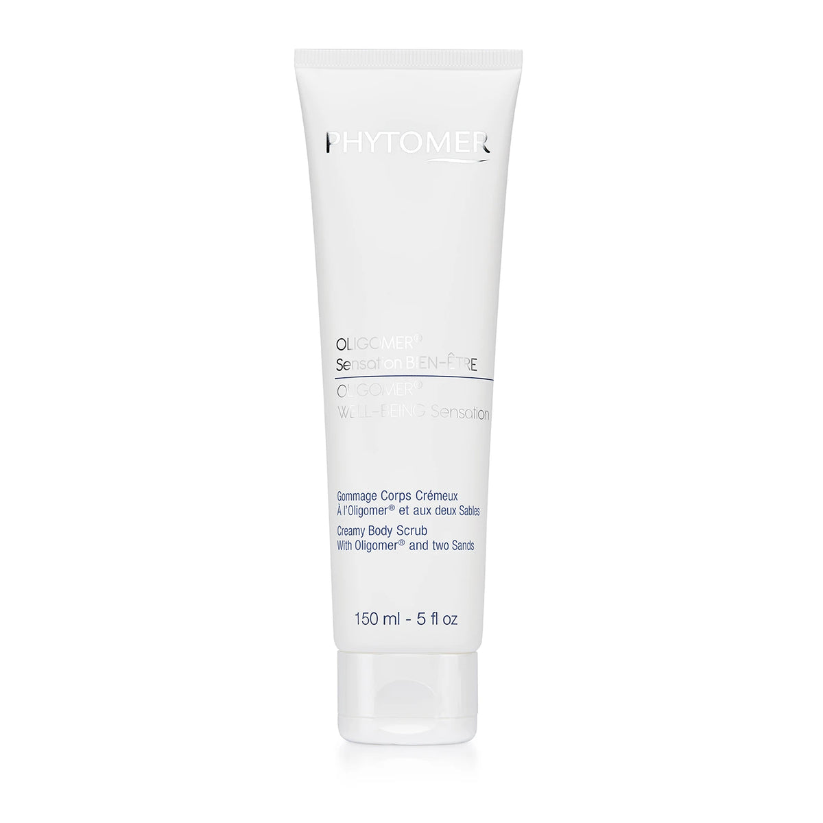 Phytomer Oligomer Well Being Sensation creamy body scrub 150 ml on a white background