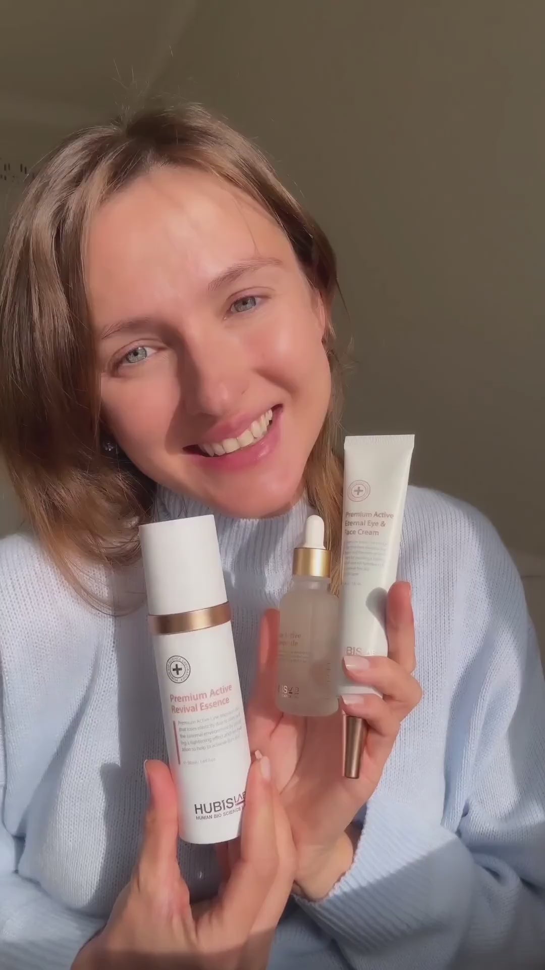 Beautiful woman using Hubislab Premium Active Set - Korean skincare - video