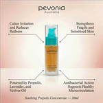 Pevonia Australia product with text highlighting its benefits on a gradient background