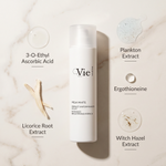 Vie Collection Mela White Radiance Brightening Essence 150ml with 3-O-Ethyl Ascorbic Acid, Licorice Root Extract, Ergothioneine, Plankton Extract and Witch Hazel Extract.