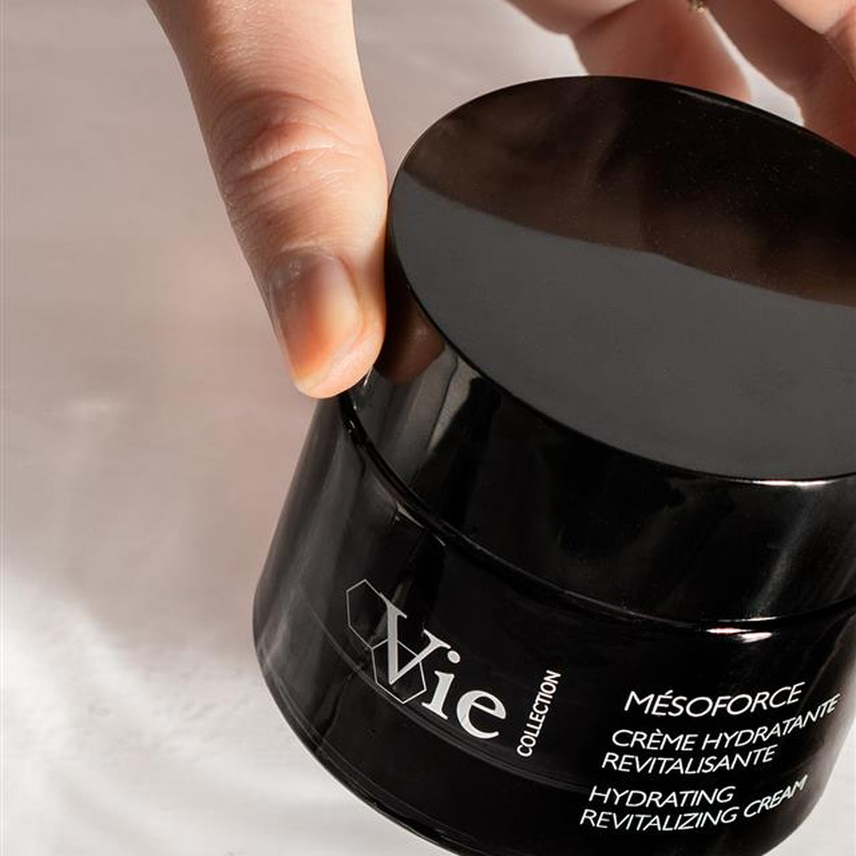 Vie Collection Mesoforce Hydra Revitalizing Cream 50ml jar hand-held hydrating face cream for plump radiant skin