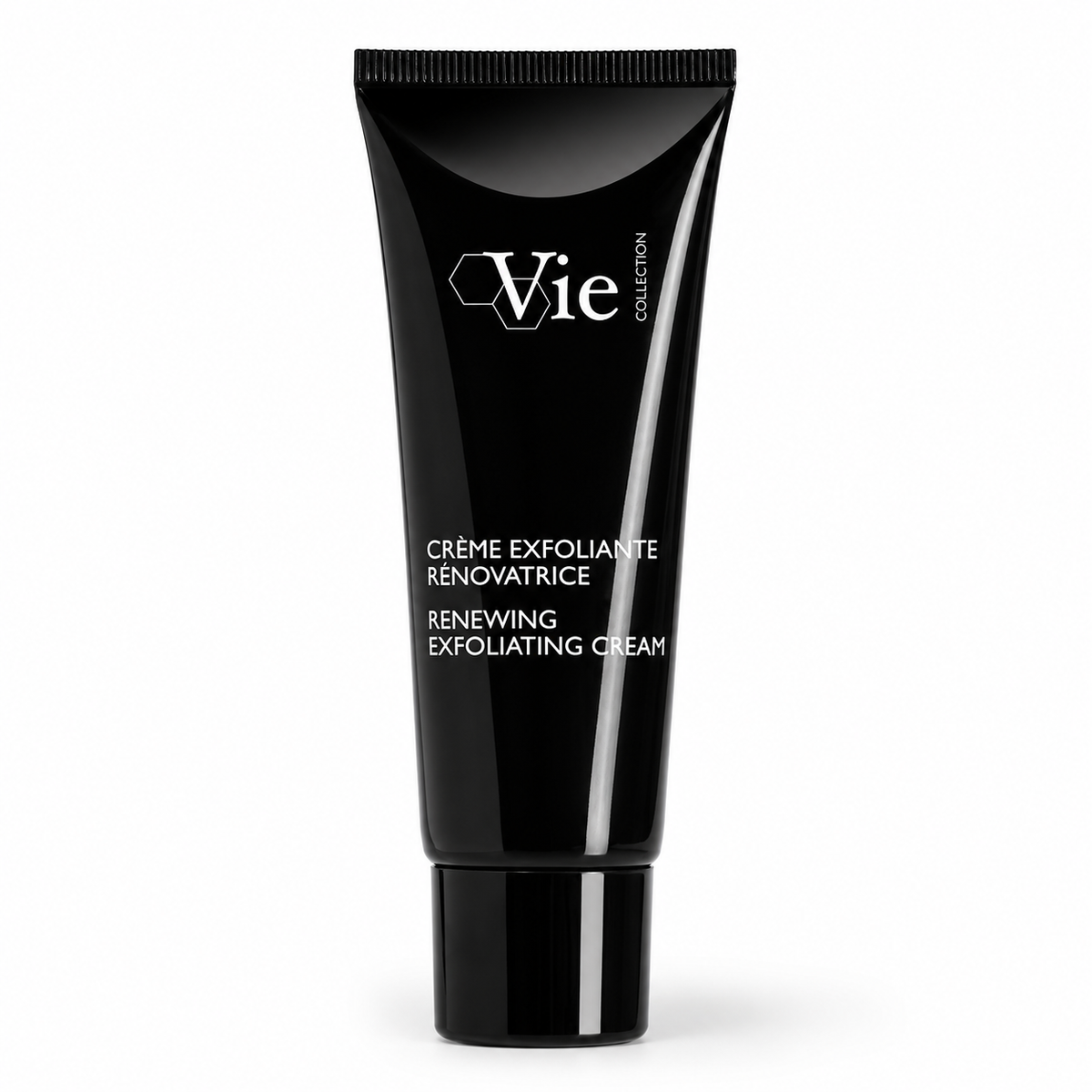 Vie Collection Renewing Exfoliating Cream 50ml black tube displayed on a clean white studio background.
