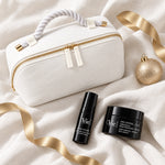 VIE COLLECTION Time Control Ritual Gift Set arranged in a festive flatlay. File: vie-collection-time-control-ritual-gift-set-christmas-flatlay-2026.jpg